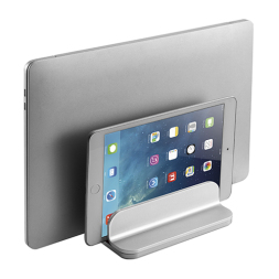 2-Slot Width-Adjustable Aluminum Vertical Laptop/Tablet Holder