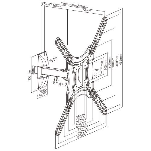 Low Cost Full-Motion TV Wall Mount LPA51-441 For most 23''-55'' LED, LCD flat panel TVs from china(chinese)