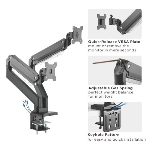 デュアルモニターアルミニウムヘビーデューティーガススプリング式モニターアーム LDT23-C024U 重くて特大の17"~35"モニター用 from china(chinese)