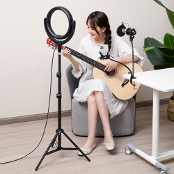 LED Ring Light Tripod Floor Stand with Telescopic Rod