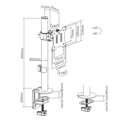 Pole Mount Single Monitor Mount LDT57-C01 For Most 17"-32" Monitors from china(chinese)