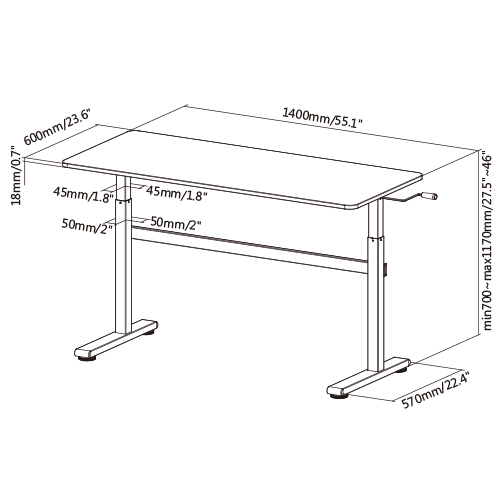 Affordable Manual Sit-Stand Desk N03-22D-B Proven Performance at an Affordable Price from china(chinese)
