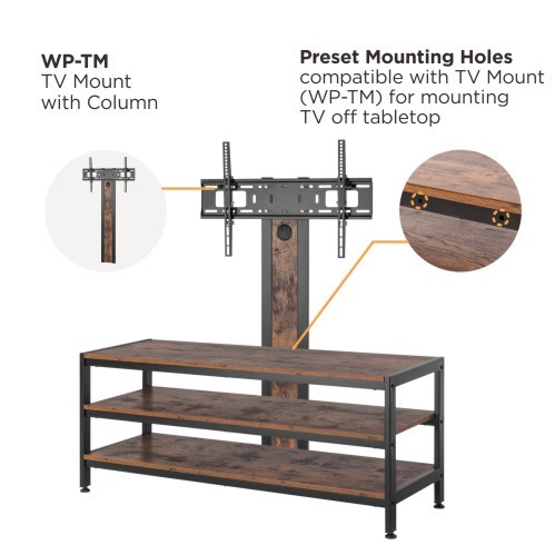 3-Tier Industrial Style Media Console (Small) WP2001S A Mix of Urban and Rustic Loft Appeal from china(chinese)