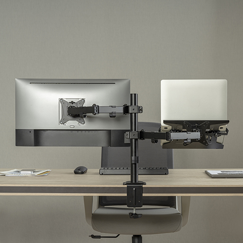 Steel Monitor Arm with Laptop Tray LDT66-C024ML For most 17”-32” monitors from china(chinese)