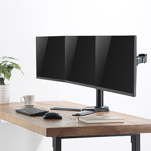 SOPORTE DE MESA ARTICULADO PARA TRES MONITORES DE ACERO ASEQUIBLE LDT33-T036 Para la Mayoría de los Monitores de 17"-27" from china(chinese)