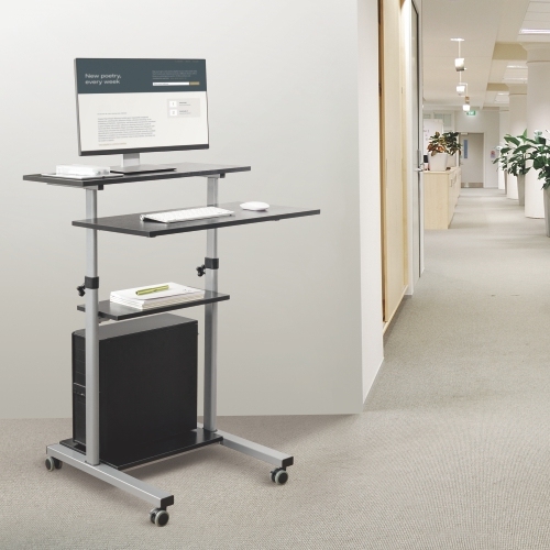 Height Adjustable Multi-Purpose Mobile Workstation WST-01 Ideal for Use as Stand Up Computer Desk/Presentation Desk/Speaker's Portable Lectern Podium from china(chinese)