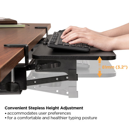 TOPSKY Bandeja ajustable para teclado debajo del escritorio, bandeja  extraíble para teclado y mouse de 26.8 x 11 pulgadas con mecanismo  inclinado y