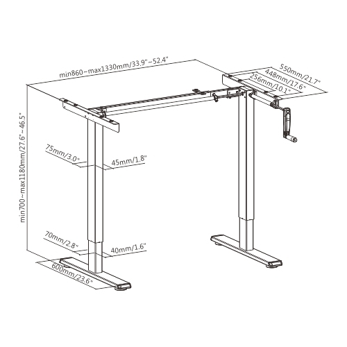 Economical Manually Adjustable Standing Desk Frame (Reversed) N08-22R Cost-Effective with Advanced Features from china(chinese)