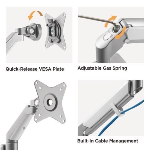 BRAZO PARA MONITOR ÚNICO DE RESORTE DE GAS AHORRO DE ESPACIO LDT44-C012 Para la Mayoría de los Monitores de 17"-32" from china(chinese)