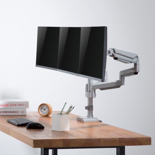 トリプルモニターパフォーマンスガススプリング式アルミニウムポールマウントモニターアーム LDT34-C036P ほとんどの17"-30"モニター用 from china(chinese)