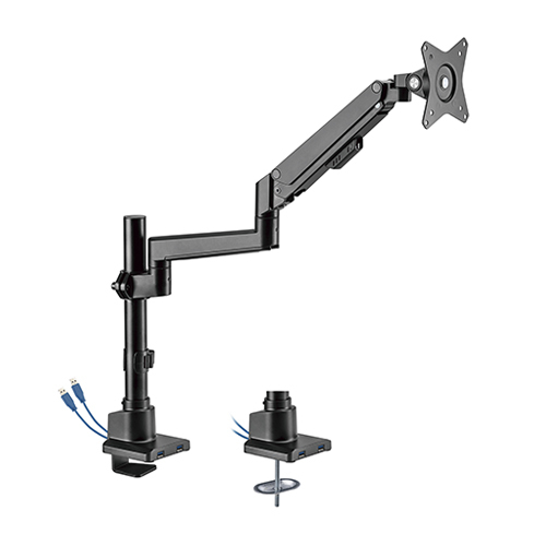 Single Monitor Pole-Mounted Thin Gas Spring Monitor Arm with USB Ports LDT62-C012UP For most 17"~32" Monitors from china(chinese)