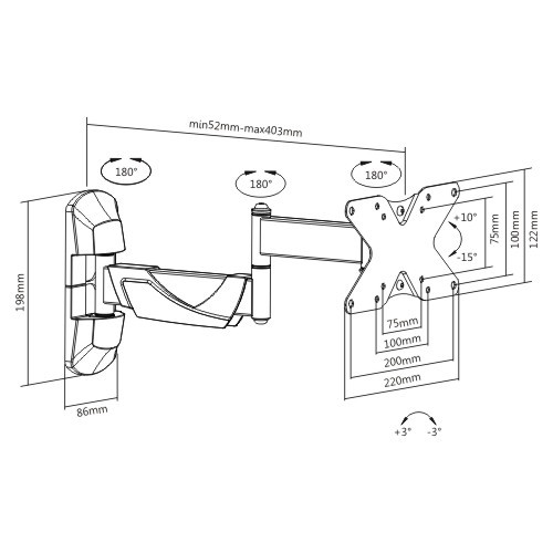 エレガントスリムフルモーションテレビ壁掛け金具 LPA39-212 ほとんどの23"~42"LED/LCDフラットパネルテレビ用 from china(chinese)