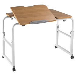 Height and Width Adjustable Mobile Computer Table (600x800mm/23.6"x31.5")