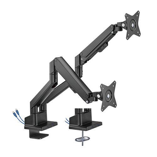 Dual Monitor Thin Gas Spring Monitor Arm with USB Ports LDT62-C024U For most 17"~32" Monitors from china(chinese)