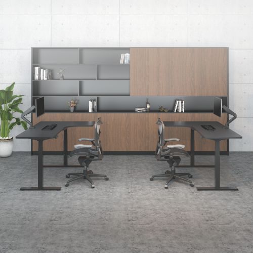 2-leg L-shaped Dual Motor Sit-Stand Desk M07-23DZL Left or Right - Made Easy! from china(chinese)
