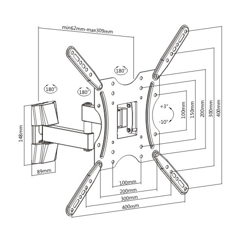 Super Economy Full-motion TV Wall Mount KLA27-442 For most 32"-55" LED, LCD Flat Panel TVs from china(chinese)