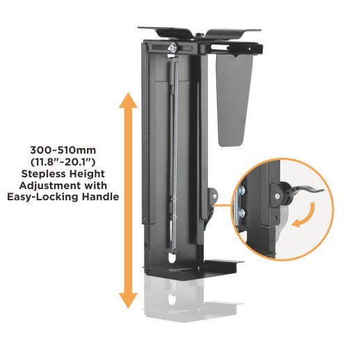 Steplessly Adjustable Under-Desk CPU Mount CPB-19 With an Easy-Locking Handle for Height Adjustment from china(chinese)