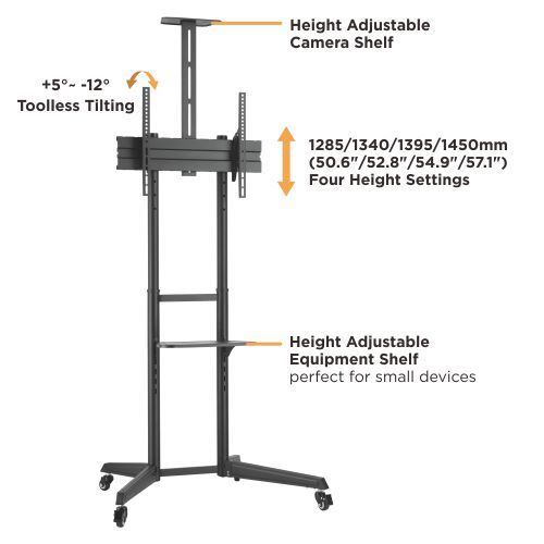Versatile & Compact Steel TV Cart T1040T For most 37''-70'' TVs up to 50kg/110lbs from china(chinese)