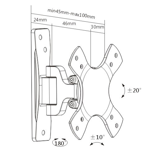 アルミニウムピボットテレビ壁掛け金具 LDA03-110 ほとんどの13"~27"LED/LCDフラットパネルテレビ用 from china(chinese)