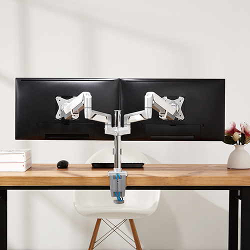 Dual Monitors Pole-Mounted Epic Gas Spring Aluminum Monitor Arm with USB LDT37-C024UP For Most 17"-32" Monitors from china(chinese)