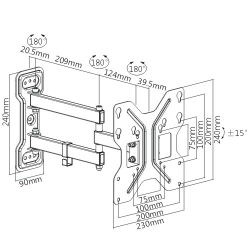エコノミースチールフルモーションテレビ壁掛け金具 LDA11-223W ほとんどの23"~42"LED/LCDフラットパネルテレビ用 from china(chinese)