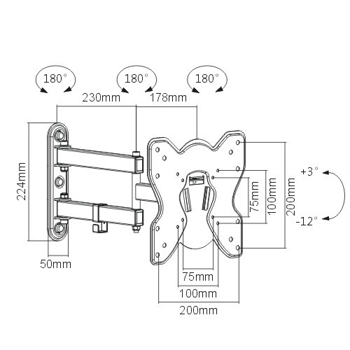 Compact Full-Motion TV Wall Mount KMA20-223 For most 23"-42" LED, LCD Flat Panel TVs from china(chinese)