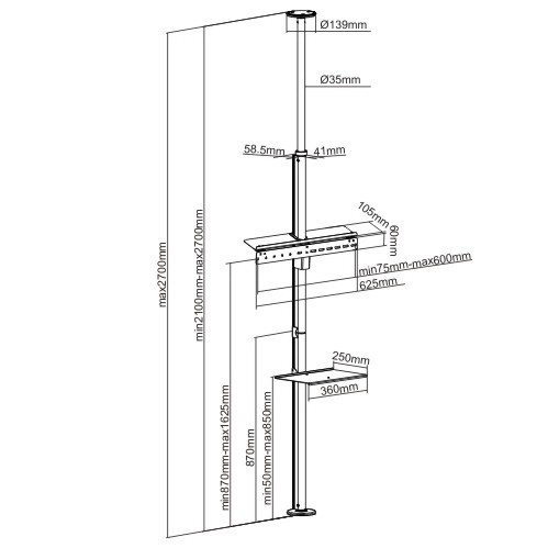Premium Floor-to-Ceiling TV Mount LP63-46T No wall, No problem from china(chinese)