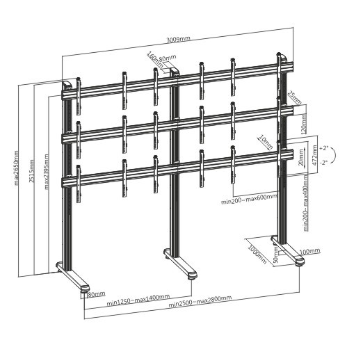 Nine Screen Video Wall Stand LVS02-946FF For most 45"-50" Displays from china(chinese)