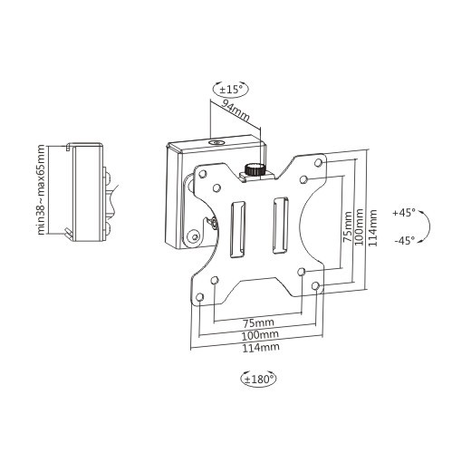 スラットウォール用ピボットスチールモニターアーム SW03-7 ピボットモニターマウントはスラットウォールに取り付けることが可能 from china(chinese)