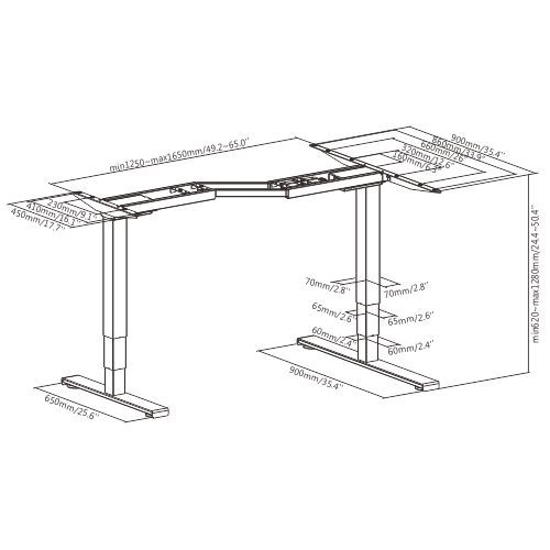 2-leg L-shaped Dual Motor Sit-Stand Desk M07-23RZL Left or Right - Made Easy! from china(chinese)