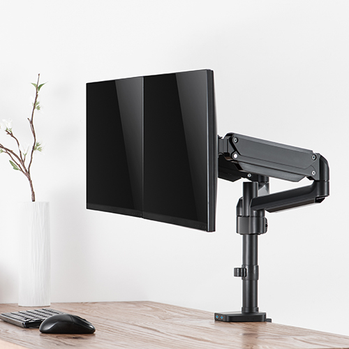 BRAZO PARA DOS MONITORES DE RESORTE DE GAS ALUMINIO MONTAJE EN POSTE PREMIUM CON PUERTOS USB LDT26-C024UP Ajustar y Posicionar Su Monitor - Perfecto para Ordenador más Pequeño from china(chinese)