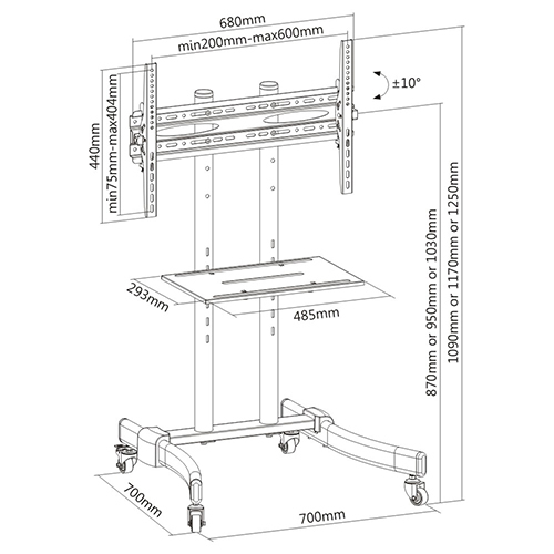 汎用性の高い&コンパクトなテレビカート T1030 ほとんどの37"-70" LED/LCDフラットパネルテレビ用 from china(chinese)