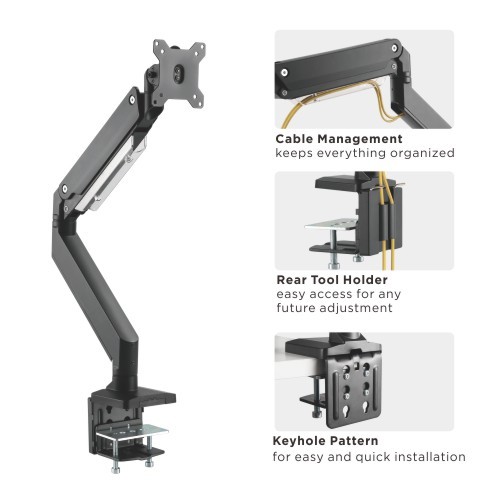 Single Monitor Heavy-Duty Gas Spring Aluminum Monitor Arm LDT23-C012 For Heavy and Oversized 17"~49" Monitors from china(chinese)