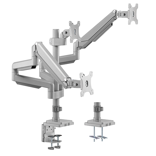トリプルモニターパフォーマンスガススプリング式アルミニウムポールマウントモニターアーム LDT34-C036P ほとんどの17"-30"モニター用 from china(chinese)