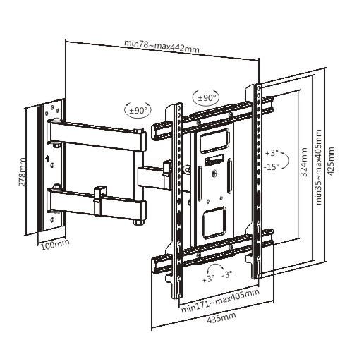 Solid Full-Motion TV Wall Mount LPA61-443 Fit Most 32"~70" TVs from china(chinese)