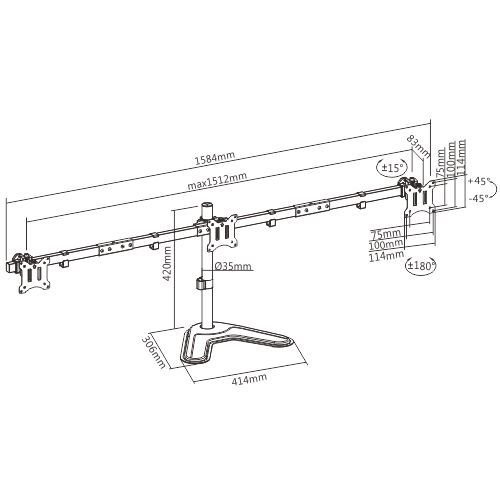 ポールマウントトリプルスクリーンモニタースタンド LDT57-T03 ほとんどの17"-32"モニター用 from china(chinese)