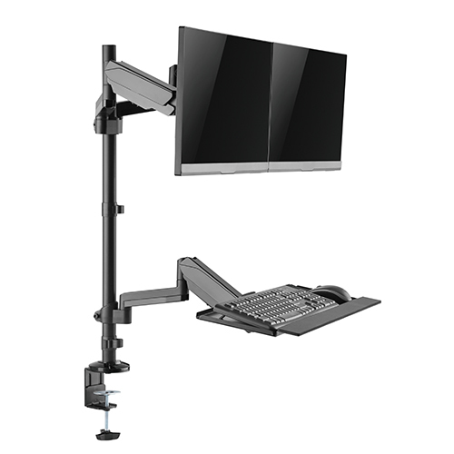 Pole Held Floating Sit-Stand Desk Converter with Dual Monitor Mount DWS20-C02 Keep Yourself in Right Position from china(chinese)