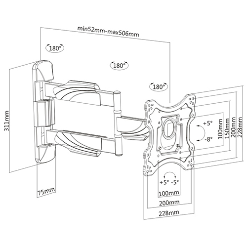 Elegant Full-motion TV Wall Mounts KMA28-223 For most 23''-42'' LED, LCD flat panel TVs from china(chinese)
