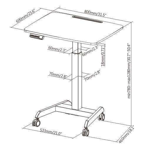 Electric Height Adjustable Workstation with Casters FWS08-3 Space-Saving Solution for an Active Work Style from china(chinese)