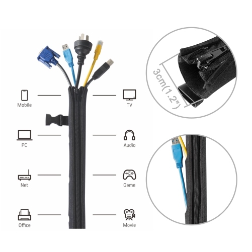 Neoprene Cable Sleeve with Buckle & Zipper