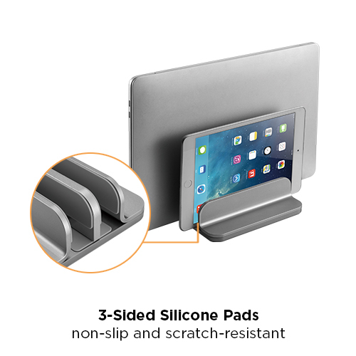 2-Slot Width-Adjustable Aluminum Vertical Laptop/Tablet Holder