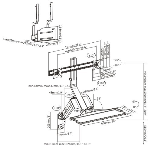 Dual Screen Premium Gas Spring Computer Wall Mount with CPU Holder   WWS05-02 For 17"~27" Monitors from china(chinese)