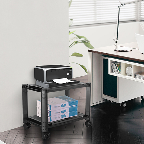 2-Tier Mobile Modular Multi-Purpose Smart Stand with Shelf (Large Surface) AMS-4L Accommodate most laser or inkjet printers from china(chinese)