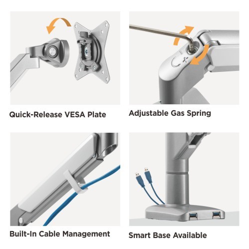 Single Monitor Space-Saving Gas Spring Monitor Arm with USB LDT44-C012U For Most 17''-32'' Monitors from china(chinese)
