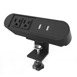 2-Outlet Aluminum Power Strip with USB Type-A Ports