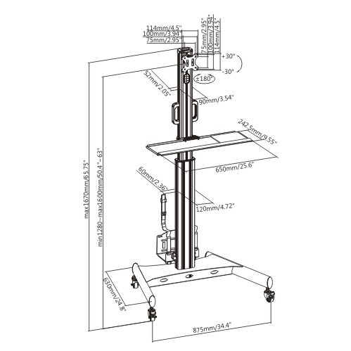 シングルモニター高さ調節可能なパソコン移動式ワークステーション FWS05-1  from china(chinese)