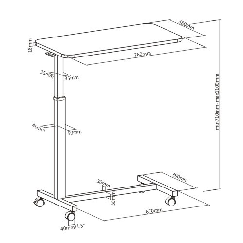高さ調節可能なオーバーベッドテーブル FMT01-1 食事、仕事、読書、コンピューティング用(病院および家庭向け) from china(chinese)
