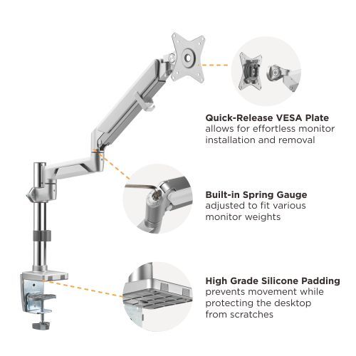 Single Monitor Pole-Mounted Epic Gas Spring Aluminum Monitor Arm LDT37-C012P For Most 17"-32" Monitors from china(chinese)