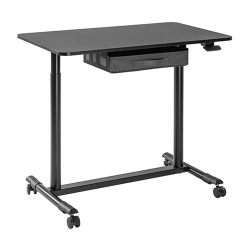 Compact Mobile Pneumatic Sit-Stand Desks with Round Legs and Lap Drawer