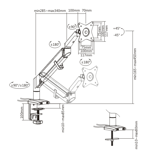 Single Monitor Space-Saving Gas Spring Monitor Arm with USB LDT44-C012U For Most 17''-32'' Monitors from china(chinese)